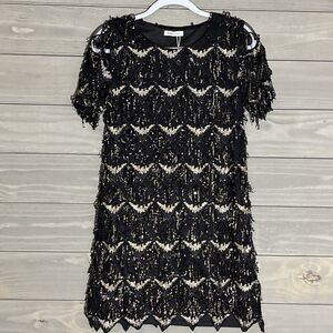 VVM Curve Black Gold Sequin Dress Womens S Cruise Formal Flapper 1920’s